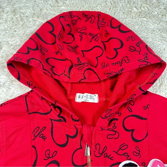 Red Hearts Girls Hoodie - Picture 3 of 7